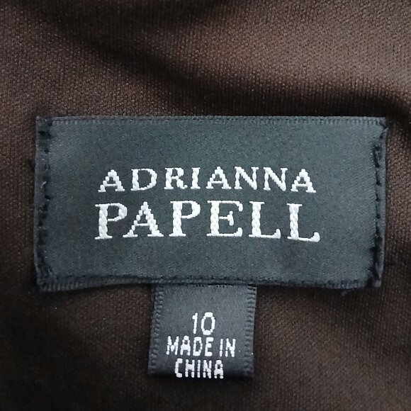 Adrianna Papell Bandage Sheath Dress Size 10 Two-Toned Layered Stretch Zip Back - Picture 9 of 11